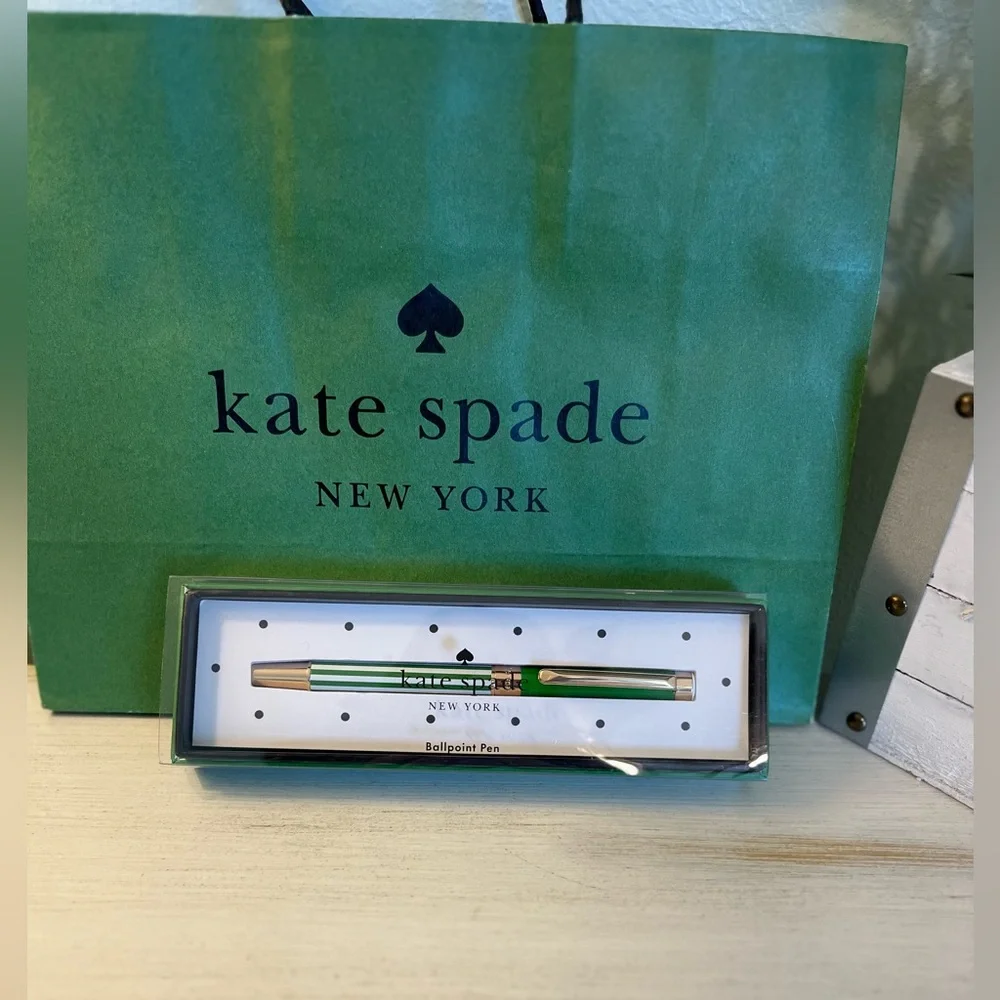 Kate Spade Green Pastry Stripe  Ballpoint Pen NWT